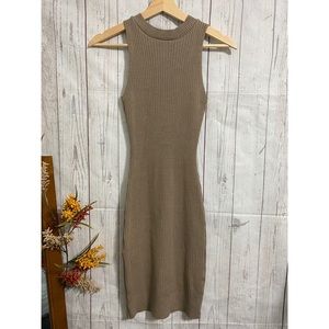 LOVE REPUBLIC Ribbed Bodycon Dress Tan S/M